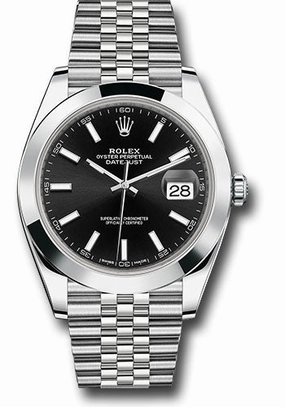   x Steel Datejust 41 Watch - Smooth Bezel - Black Index Dial - Jubilee Bracelet - 126300 bkij Datejust watch for sale   x Datejust watch