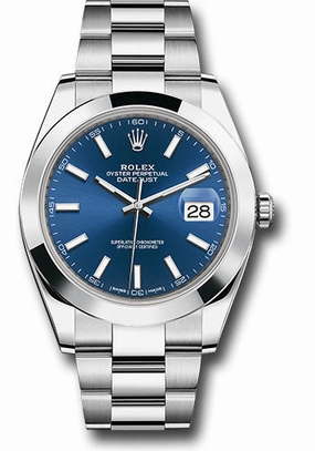   x Steel Datejust 41 Watch - Smooth Bezel - Blue Index Dial - Oyster Bracelet - 126300 blio Datejust watch for sale   x Datejust watch