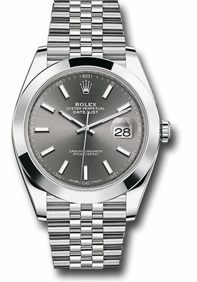   x Steel Datejust 41 Watch - Smooth Bezel - Dark Rhodium Index Dial - Jubilee Bracelet - 126300 dkrij Datejust watch for sale   x Datejust watch
