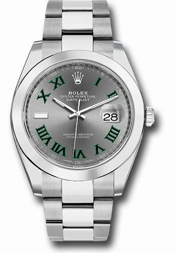   x Steel Datejust 41 Watch - Smooth Bezel - Slate Green Roman Dial - Oyster Bracelet - 126300 slgro Datejust watch for sale   x Datejust watch