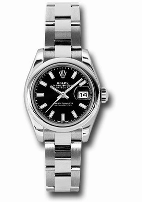   x Steel Lady-Datejust 26 Watch - Domed Bezel - Black Index Dial - Oyster Bracelet - 179160 bkso Datejust watch for sale   x Datejust watch
