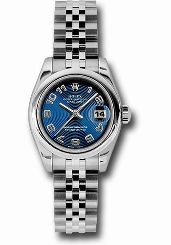   x Steel Lady-Datejust 26 Watch - Domed Bezel - Blue Concentric Circle Arabic Dial - Jubilee Bracelet - 179160 blcaj Datejust watch for sale   x Datejust watch