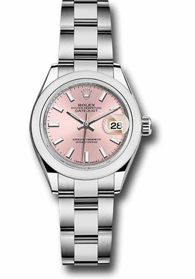   x Steel Lady-Datejust 28 Watch - Domed Bezel - Pink Index Dial - Oyster Bracelet - 279160 pio Datejust watch for sale   x Datejust watch