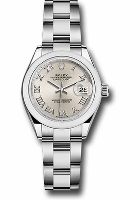   x Steel Lady-Datejust 28 Watch - Domed Bezel - Silver Roman Dial - Oyster Bracelet - 279160 sro Datejust watch for sale   x Datejust watch