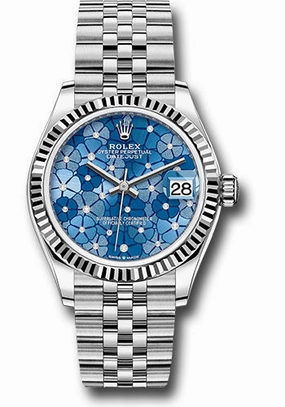   x White   sor Datejust 31 Watch - Fluted Bezel - Azzurro Blue Floral Motif Diamond Dial - Jubilee Bracelet 278274 azflomdj Datejust watch for sale   x Datejust watch