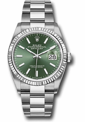   x White   sor Datejust 36 Watch - Fluted Bezel - Mint Green Index Dial - Oyster Bracelet - 126234 mgio Datejust watch for sale   x Datejust watch