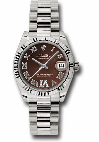   x White Gold Datejust 31 Watch - Fluted Bezel - Bronze Diamond Roman Vi Roman Dial - President Bracelet 178279 brdrp Datejust watch for sale   x Datejust watch