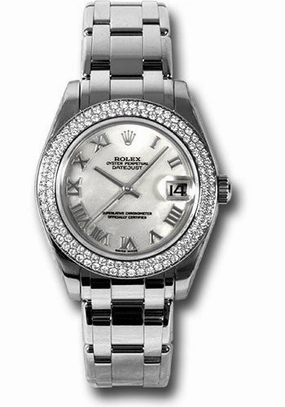   x White Gold Datejust Pearlmaster 34 Watch - 116 Diamond Bezel - Mother-Of-Pearl Roman Dial - 81339 mr Datejust watch for sale   x Datejust watch