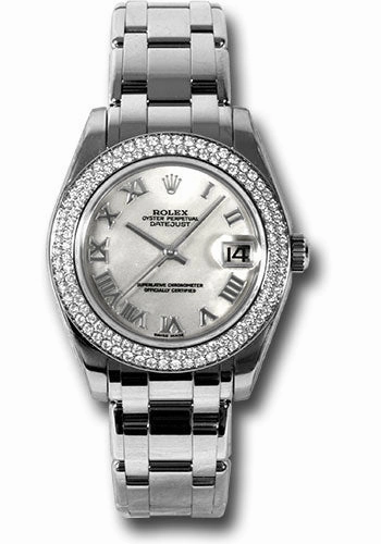   x White Gold Datejust Pearlmaster 34 Watch - 116 Diamond Bezel - Mother-Of-Pearl Roman Dial - 81339 mr Datejust watch for sale   x Datejust watch
