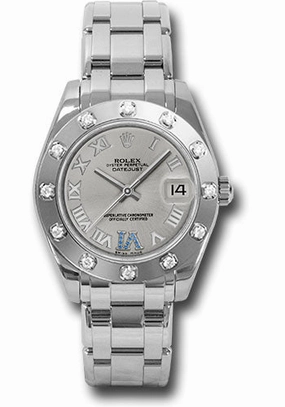   x White Gold Datejust Pearlmaster 34 Watch - 12 Diamond Bezel - Silver Roman Dial - 81319 ssr Datejust watch for sale   x Datejust watch