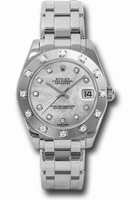   x White Gold Datejust Pearlmaster 34 Watch - 12 Diamond Bezel - White Mother-Of-Pearl Diamond Dial - 81319 md Datejust watch for sale   x Datejust watch