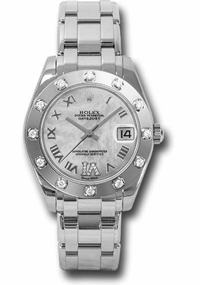   x White Gold Datejust Pearlmaster 34 Watch - 12 Diamond Bezel - White Mother-Of-Pearl Roman Dial - 81319 mdr Datejust watch for sale   x Datejust watch