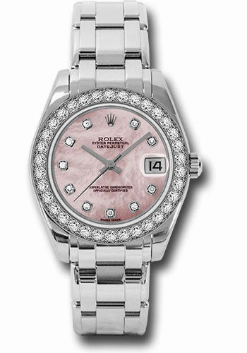  x White Gold Datejust Pearlmaster 34 Watch - 34 Diamond Bezel - Pink Mother-Of-Pearl Diamond Dial - 81299 pmd Datejust watch for sale   x Datejust watch
