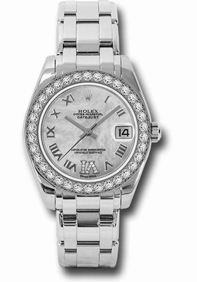   x White Gold Datejust Pearlmaster 34 Watch - 34 Diamond Bezel - White Mother-Of-Pearl Roman Dial - 81299 mdr Datejust watch for sale   x Datejust watch