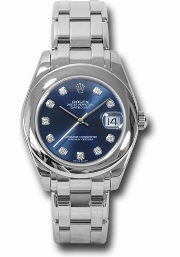   x White Gold Datejust Pearlmaster 34 Watch - Domed Bezel - Blue Diamond Dial - 81209 bd Datejust watch for sale   x Datejust watch
