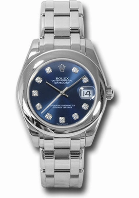   x White Gold Datejust Pearlmaster 34 Watch - Domed Bezel - Blue Diamond Dial - 81209 bd Datejust watch for sale   x Datejust watch