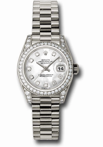   x White Gold Lady-Datejust 26 Watch - 42 Diamond Bezel - Mother-Of-Pearl Diamond Dial - President Bracelet - 179159 mdp Datejust watch for sale   x Datejust watch