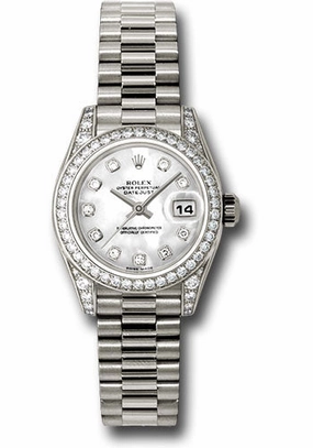   x White Gold Lady-Datejust 26 Watch - 42 Diamond Bezel - Mother-Of-Pearl Diamond Dial - President Bracelet - 179159 mdp Datejust watch for sale   x Datejust watch
