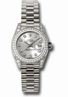   x White Gold Lady-Datejust 26 Watch - 42 Diamond Bezel - Silver Diamond Dial - President Bracelet - 179159 sdp Datejust watch for sale   x Datejust watch