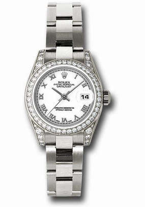  x White Gold Lady-Datejust 26 Watch - 42 Diamond Bezel - White Roman Dial - Oyster Bracelet - 179159 wro Datejust watch for sale   x Datejust watch
