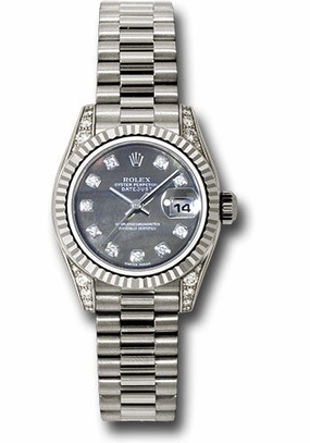   x White Gold Lady-Datejust 26 Watch - Fluted Bezel - Dark Mother-Of-Pearl Diamond Dial - President Bracelet - 179239 dkmdp Datejust watch for sale   x Datejust watch