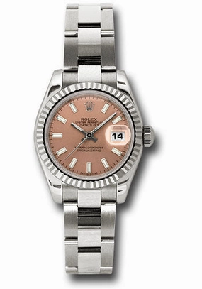   x White Gold Lady-Datejust 26 Watch - Fluted Bezel - Pink Index Dial - Oyster Bracelet - 179179 pso Datejust watch for sale   x Datejust watch