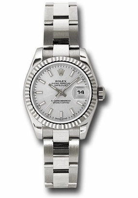   x White Gold Lady-Datejust 26 Watch - Fluted Bezel - Silver Index Dial - Oyster Bracelet - 179179 sso Datejust watch for sale   x Datejust watch