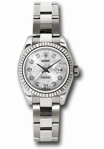   x White Gold Lady-Datejust 26 Watch - Fluted Bezel - Silver Jubilee Diamond Dial - Oyster Bracelet - 179179 sjdo Datejust watch for sale   x Datejust watch