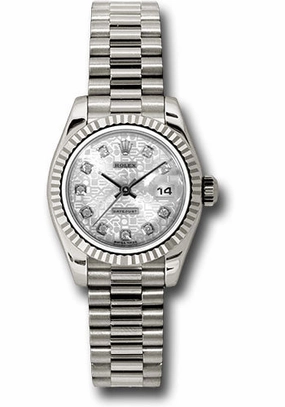   x White Gold Lady-Datejust 26 Watch - Fluted Bezel - Silver Jubilee Diamond Dial - President Bracelet - 179179 sjdp Datejust watch for sale   x Datejust watch