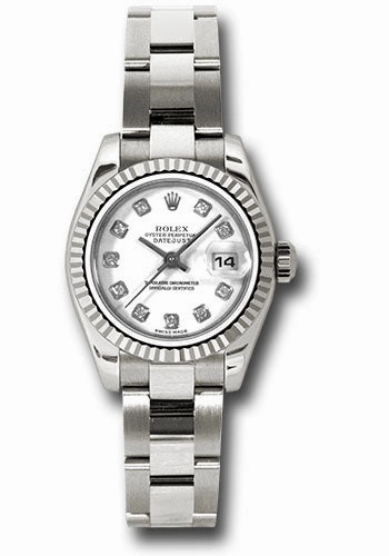   x White Gold Lady-Datejust 26 Watch - Fluted Bezel - White Diamond Dial - Oyster Bracelet - 179179 wdo Datejust watch for sale   x Datejust watch