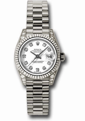   x White Gold Lady-Datejust 26 Watch - Fluted Bezel - White Diamond Dial - President Bracelet - 179239 wdp Datejust watch for sale   x Datejust watch