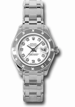   x White Gold Lady-Datejust Pearlmaster 29 Watch - 12 Diamond Bezel - White Diamond Dial - 80319 wd Datejust watch for sale   x Datejust watch