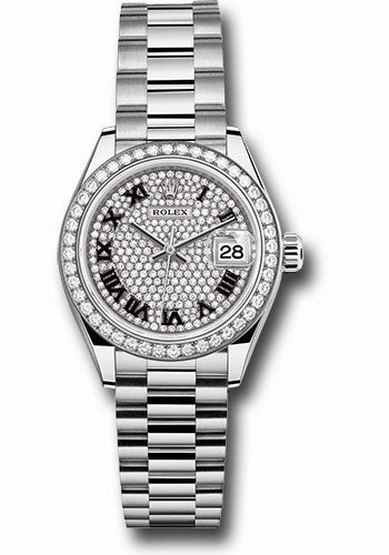   x White Gold Lady-Datejust Watch - 44 Diamond Bezel - Diamond-Paved Diamond Dial - President Bracelet - 279139rbr dprp Datejust watch for sale   x Datejust watch