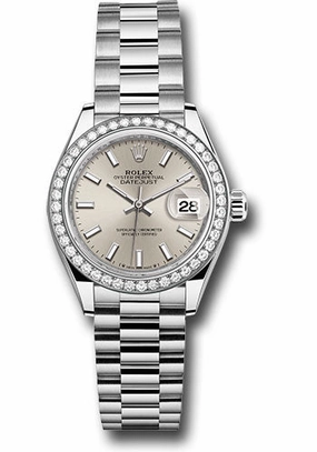   x White Gold Lady-Datejust Watch - 44 Diamond Bezel - Silver Index Dial - President Bracelet - 279139rbr sip Datejust watch for sale   x Datejust watch