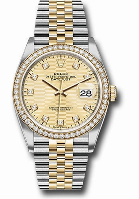   x Yellow   sor Datejust 36 Watch - Diamond Bezel - Golden Fluted Motif Diamond Dial - Jubilee Bracelet - 126283rbr gflmdj Datejust watch for sale   x Datejust watch