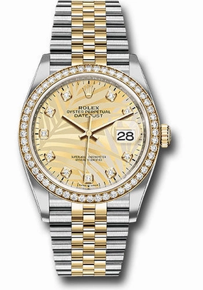   x Yellow   sor Datejust 36 Watch - Diamond Bezel - Golden Palm Motif Diamond Dial - Jubilee Bracelet - 126283rbr gpmdj Datejust watch for sale   x Datejust watch