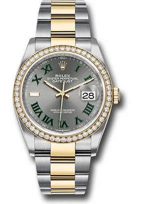   x Yellow   sor Datejust 36 Watch - Diamond Bezel - Slate Roman Dial - Oyster Bracelet - 126283rbr slgro Datejust watch for sale   x Datejust watch