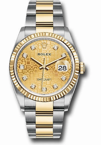   x Yellow   sor Datejust 36 Watch - Fluted Bezel - Champagne Jubilee Diamond Dial - Oyster Bracelet - 126233 chjdo Datejust watch for sale   x Datejust watch