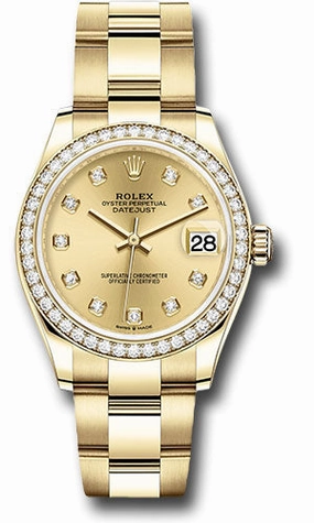   x Yellow Gold Datejust 31 Watch - Diamond Bezel - Champagne Diamond Dial - Oyster Bracelet 278288RBR chdo Datejust watch for sale   x Datejust watch