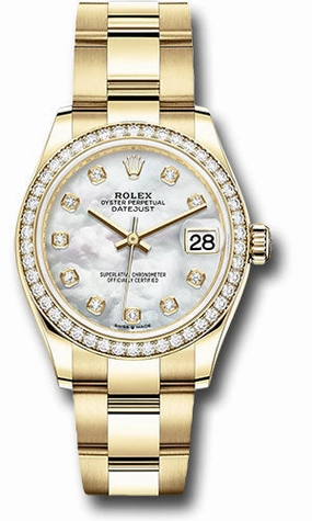   x Yellow Gold Datejust 31 Watch - Diamond Bezel - Mother-of-Pearl Diamond Dial - Oyster Bracelet 278288RBR mdo Datejust watch for sale   x Datejust watch