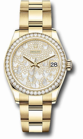   x Yellow Gold Datejust 31 Watch - Diamond Bezel - Paved Mother-of-Pearl Butterfly Dial - Oyster Bracelet 278288RBR pmopbo Datejust watch for sale   x Datejust watch