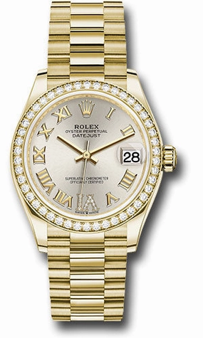   x Yellow Gold Datejust 31 Watch - Diamond Bezel - Silver Diamond Six Dial - President Bracelet 278288RBR sdr6p Datejust watch for sale   x Datejust watch