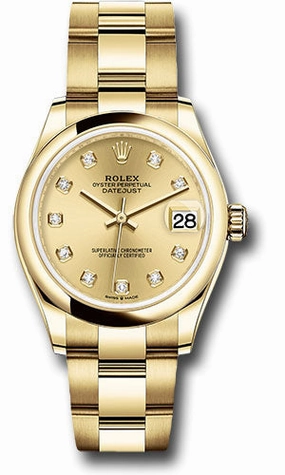   x Yellow Gold Datejust 31 Watch - Domed Bezel - Champagne Diamond Dial - Oyster Bracelet 278248 chdo Datejust watch for sale   x Datejust watch
