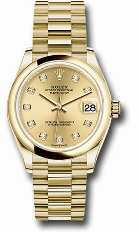   x Yellow Gold Datejust 31 Watch - Domed Bezel - Champagne Diamond Dial - President Bracelet 278248 chdp Datejust watch for sale   x Datejust watch