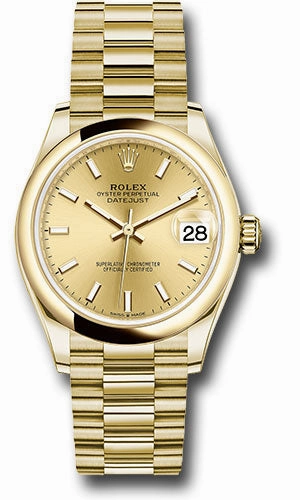   x Yellow Gold Datejust 31 Watch - Domed Bezel - Champagne Index Dial - President Bracelet 278248 chip Datejust watch for sale   x Datejust watch