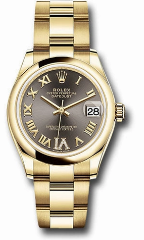   x Yellow Gold Datejust 31 Watch - Domed Bezel - Dark Grey Diamond Six Dial - Oyster Bracelet 278248 dkgdr6o Datejust watch for sale   x Datejust watch