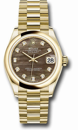   x Yellow Gold Datejust 31 Watch - Domed Bezel - Dark Mother-of-Pearl Diamond Dial - President Bracelet 278248 dkmdp Datejust watch for sale   x Datejust watch
