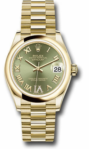  x Yellow Gold Datejust 31 Watch - Domed Bezel - Olive Green Diamond Six Dial - President Bracelet 278248 ogdr6p Datejust watch for sale   x Datejust watch