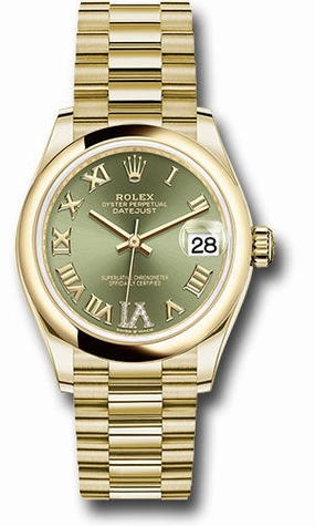   x Yellow Gold Datejust 31 Watch - Domed Bezel - Olive Green Diamond Six Dial - President Bracelet 278248 ogdr6p Datejust watch for sale   x Datejust watch