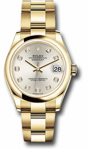   x Yellow Gold Datejust 31 Watch - Domed Bezel - Silver Diamond Dial - Oyster Bracelet 278248 sdo Datejust watch for sale   x Datejust watch